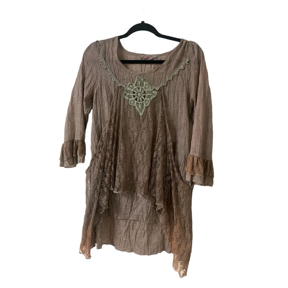 Pretty Angel tunic top lace accents sz Small